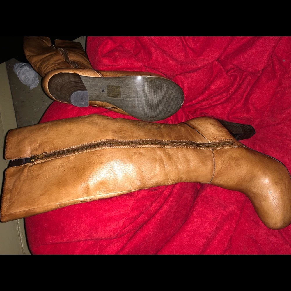 Tan leather boots
